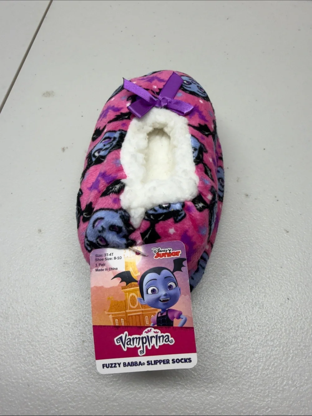 Vampirina Pink Fuzzy Babba Slipper Socks for Kids